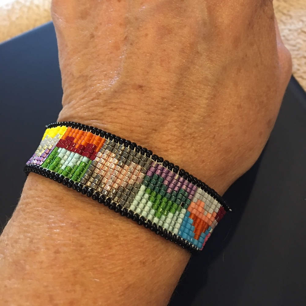 Handcrafted, Bead loomed adjustable bracelet